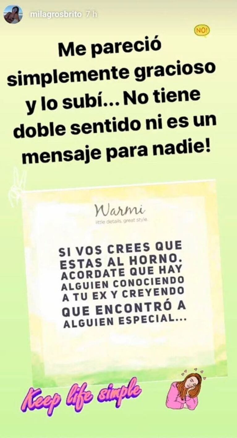 El picante posteo de la exmujer del novio de Pampita, que luego aclaró: "Me pareció gracioso, ¡pero no es para nadie!"