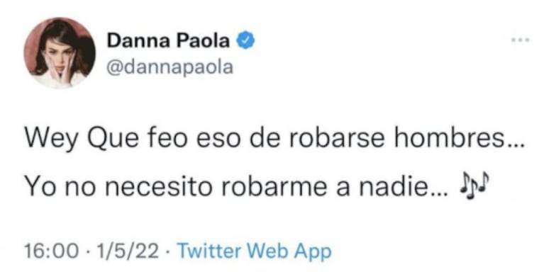El picante tweet de Danna Paola en medio del romance de Tini Stoessel y Rodrigo de Paul