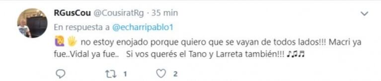 El picante tweet de Pablo Echarri contra Mauricio Macri tras la derrota de Boca: "Logró lo impensado"