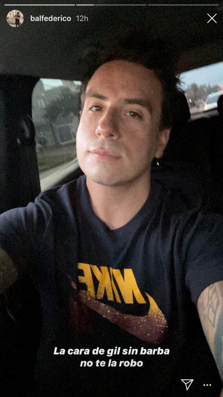 El pícaro comentario de Fede Bal tras afeitarse: "La cara de gil sin barba no te la robo"