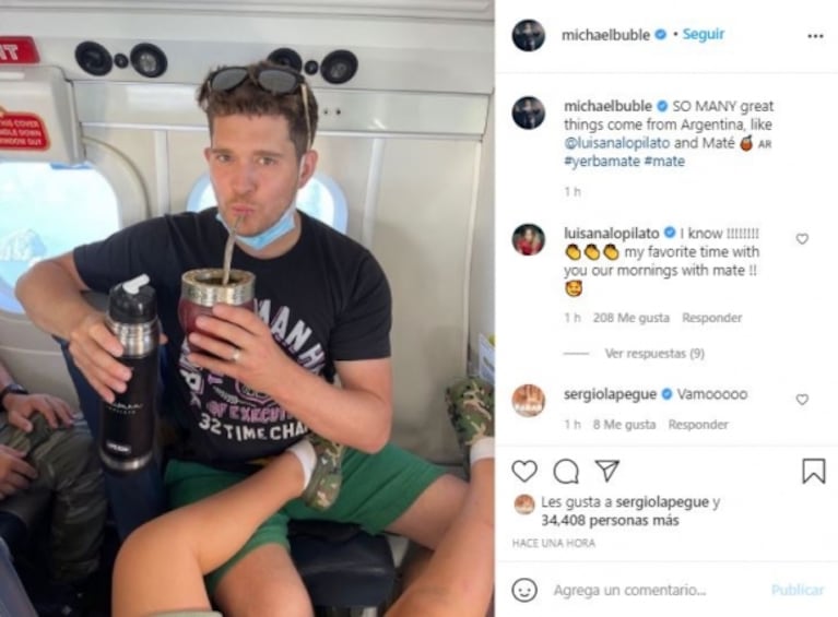El pícaro comentario de Michael Buble a Luisana Lopilato tomando mate: "Muchas grandes cosas vienen de Argentina"