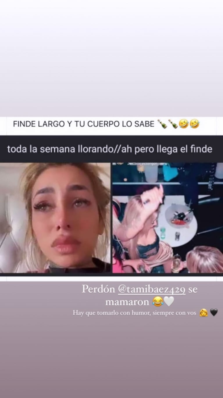 El pícaro posteo de Tamara Baez después de un fin de semana con amigas: "Tampoco voy a estar llorando todos los días"