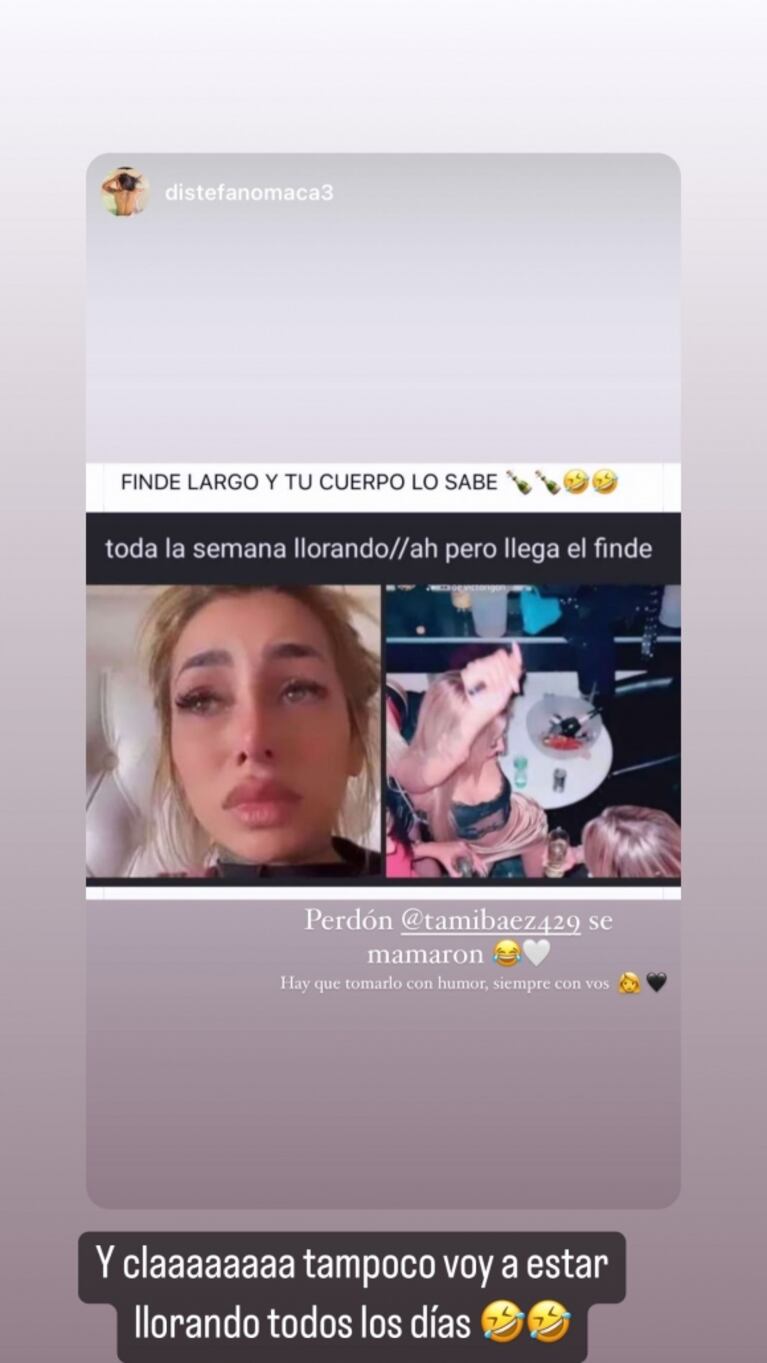 El pícaro posteo de Tamara Baez después de un fin de semana con amigas: "Tampoco voy a estar llorando todos los días"