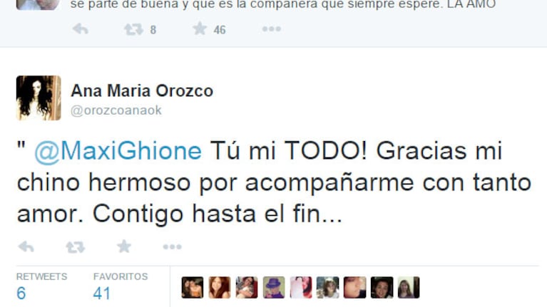 El pícaro tweet de Maxi Ghione a Ana María Orozco (Foto: Twitter)