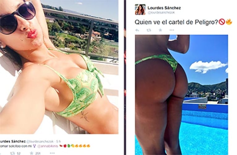 El pícaro y sexy tweet de Lourdes Sánchez. (Fotos: Twitter)