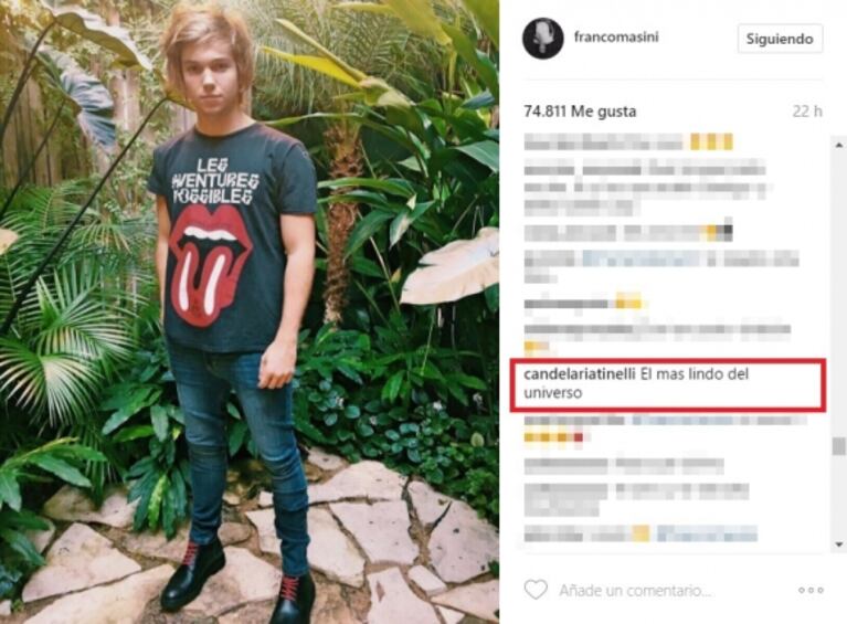 El piropo de Cande Tinelli a Franco Masini, en medio de rumores de romance: "El más lindo del universo"