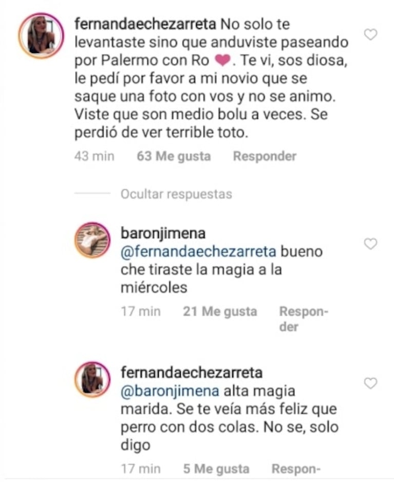 El piropo de Jimena Barón a Rodrigo Romero tras los rumores de separación