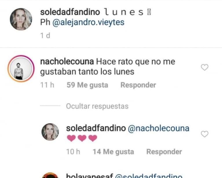 El piropo de Nacho Lecouna a Soledad Fandiño, ¿con el que confirma el romance?: "Hace rato que..."