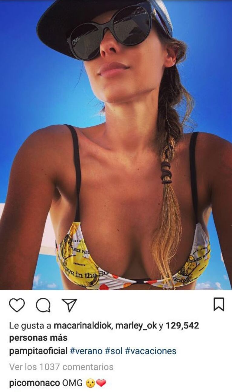 El piropo hot 2.0 de Pico Mónaco a la foto sexy de Pampita en bikini