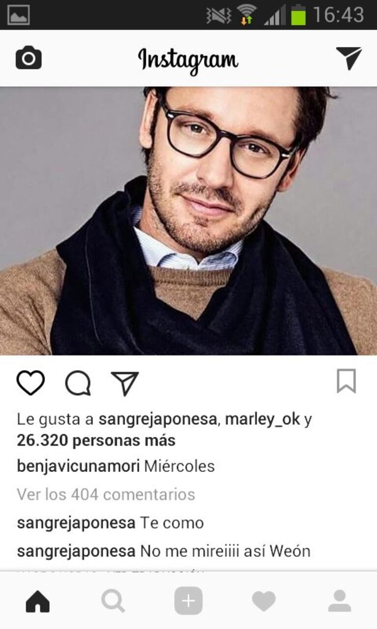 El piropo hot de la China Suárez a Benjamín Vicuña en Instagram: "Te como"