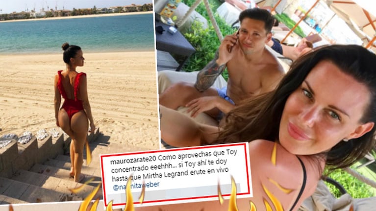 El piropo súper zarpado de Mauro Zárate a Natalie Weber tras ver su foto sexy en la playa  