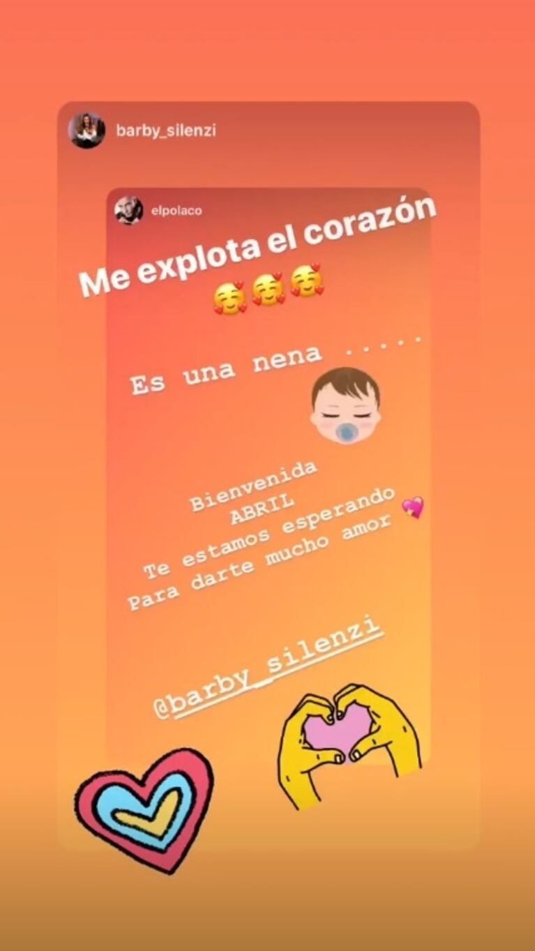 El Polaco anunció el sexo y el nombre del bebé que espera con Barby Silenzi: "Bienvenida, Abril, te estamos esperando"