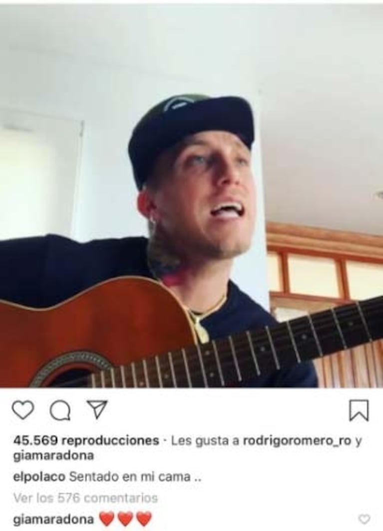 El Polaco compartió una canción muy romántica... ¡y mirá qué le comentó Gianinna Maradona!