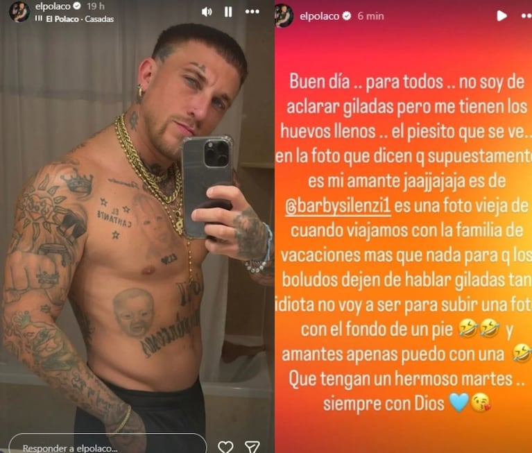 El Polaco rompió el silencio tras ser acusado de infiel y reveló de quién era el misterioso pie en su foto. Crédito: Instagram