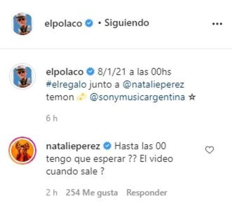 El Polaco subió un adelanto de su clip con Natalie Perez ¡con un "casi chape" incluido!: "¿Tengo que esperar?"