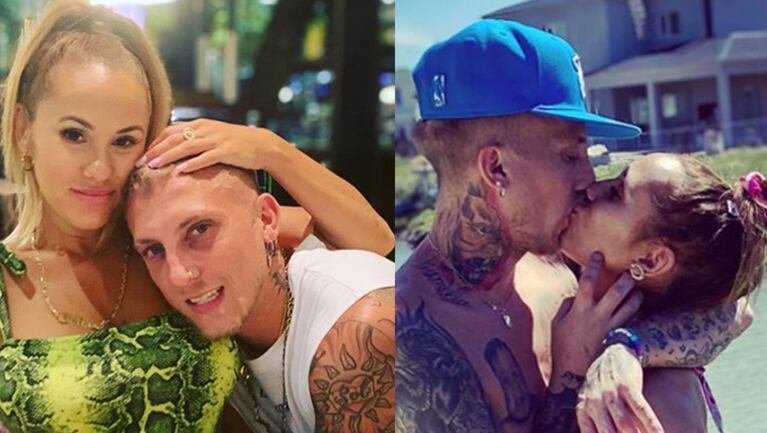 El Polaco y Barby, a los besos en su jardín.