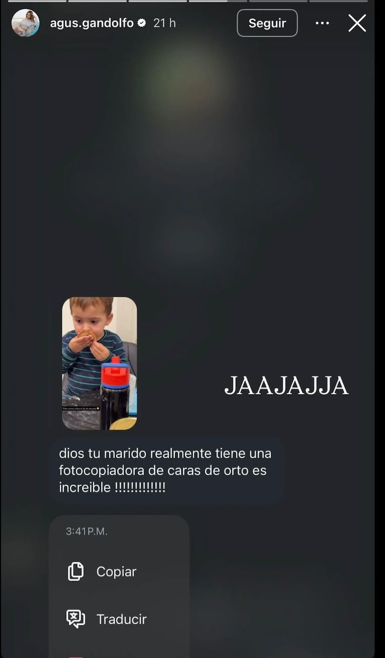 El polémico comentario que recibió Agustina Gandolfo por un video de su hijo con Lautaro Martínez | Créditos: Instagram @agus.gandolfo