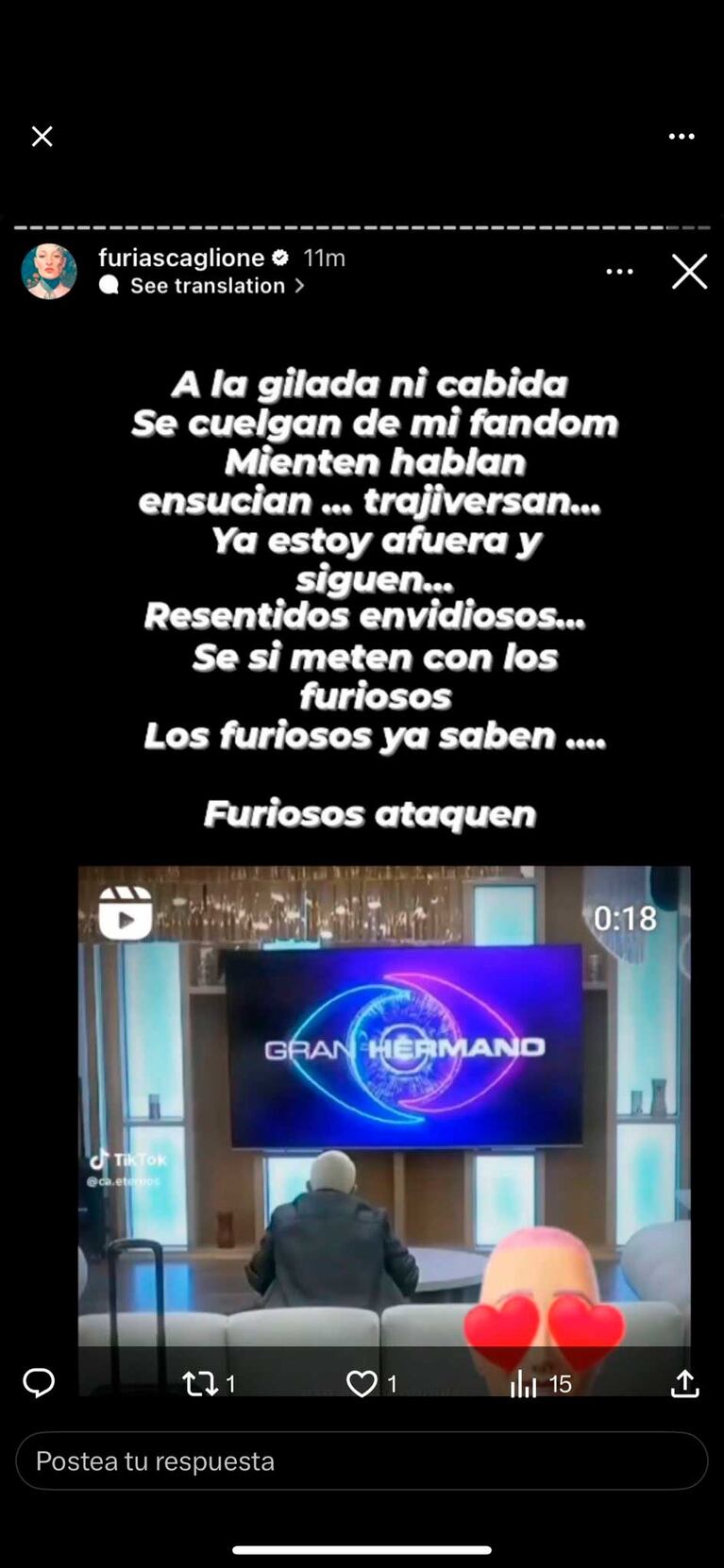 El polémico mensaje de Furia en redes (Foto: Twitter/ X)