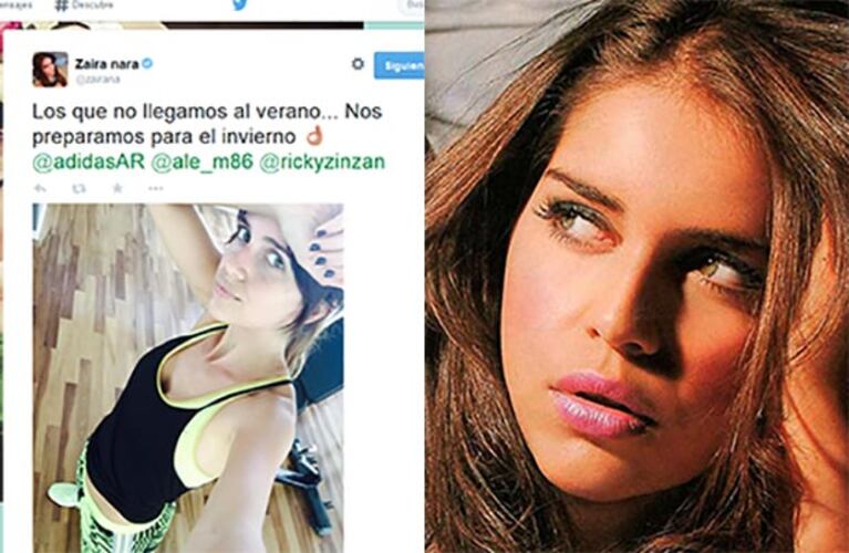 El polémico tweet de Zaira Nara. (Fotos: Twitter y Web)