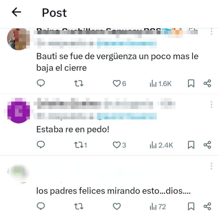 El polémico video de Denisse González pasada de copas en un boliche: la reacción de Bautista Mascia
