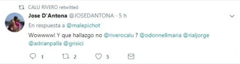 El polémico video de Juan Darthés con una conductora, que retwitteó Calu Rivero: "Él habló arriba mío y me tocó la cintura pidiendo perdón, le saqué la mano de los nervios, pero no pasó nada"