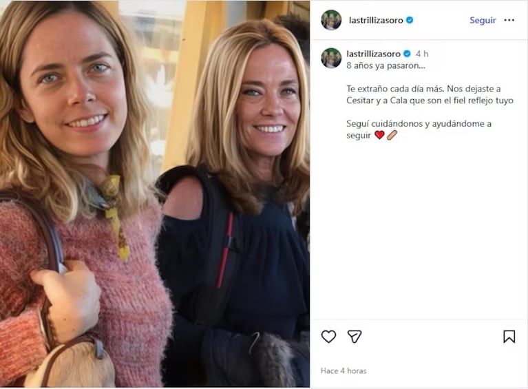 El poseo de María Eugenia Fernández Rousse junto a su hija Geñi, sonriendo.  Crédito: Instagram.