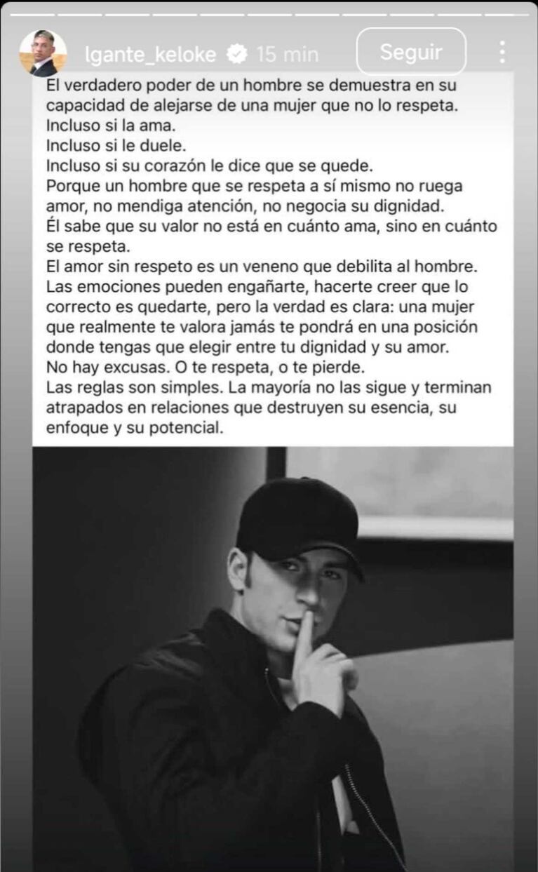 El Posteo con el que L-Gante fulminó a Wanda Nara (Foto: Instagram @lgante_keloke)