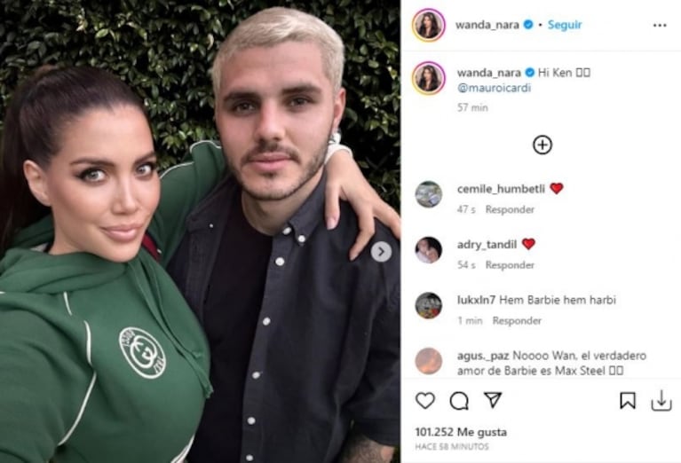 El posteo con el que Wanda Nara presumió a Mauro Icardi desde Turquía: "Hi Ken"