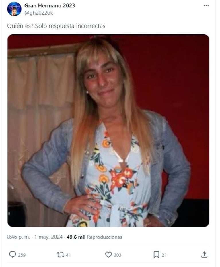 El posteo con la imagen de Catalina Gorostidi a sus 25 años. (Foto: Captura Twitter/gh2022ok)