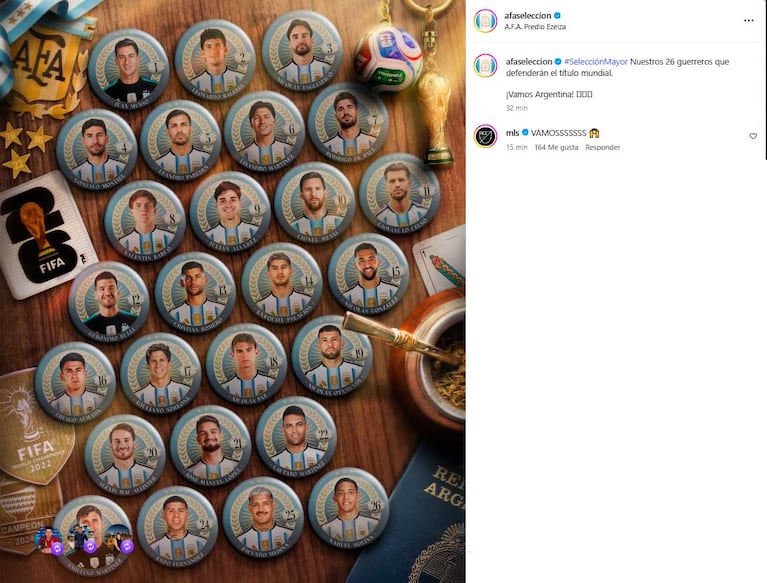 El posteo de AFA confirmando a los 26 futbolistas que disputarán el Mundial 2026 en la Selección Argentina (Foto: Instagram @afaseleccion)