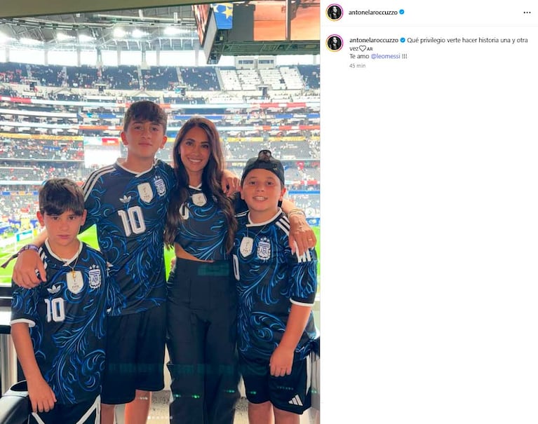 El posteo de Anto Roccuzzo tras la victoria de Argentina frente a Austria (Foto: Instagram @antonelaroccuzzo)
