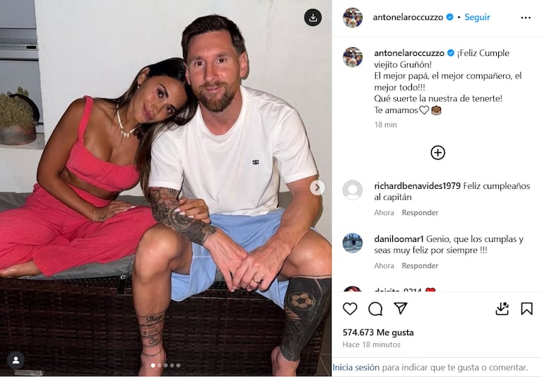 El posteo de Antonela Roccuzzo a Leo Messi por su cumpleaños (Fotos: Instagram).