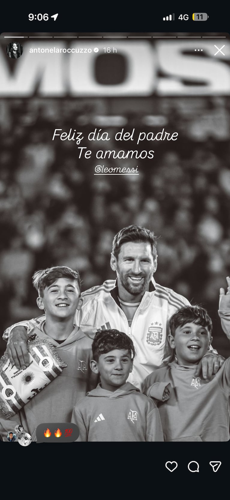 El posteo de Antonela Roccuzzo para Leo Messi antes del partido con Austria. Crédito: Instagra,