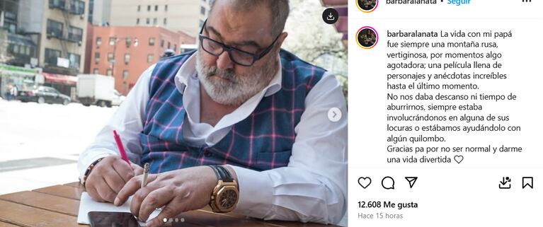 El posteo de Bárbara Lanata a Jorge tras su muerte.