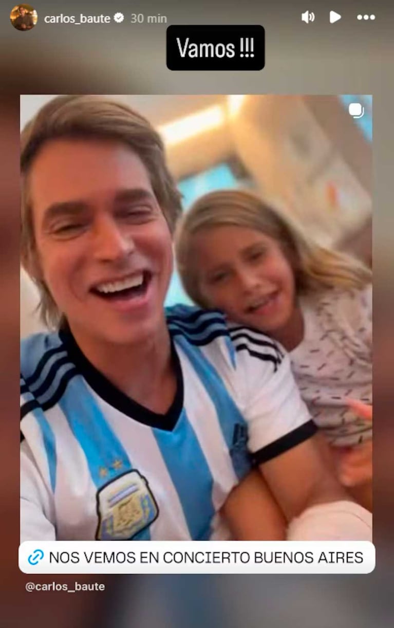 El posteo de Carlos Baute tras la victoria de la Selección Argentina (Foto: Instagram)
