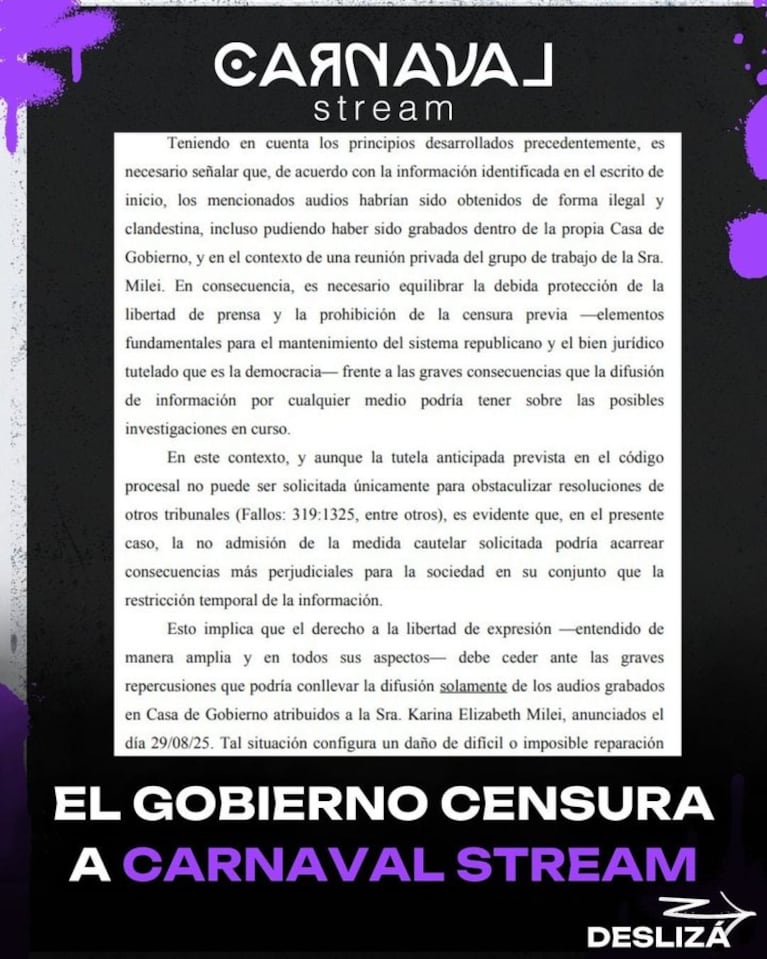 El posteo de Carnaval Stream en X.