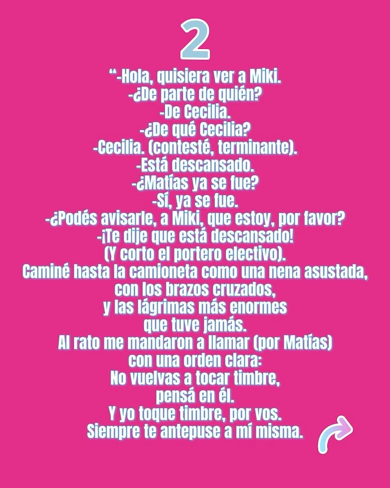 El posteo de Cecilia Milone sobre su historia con Chico Novarro (Foto: Instagram/@ceciliamilone).