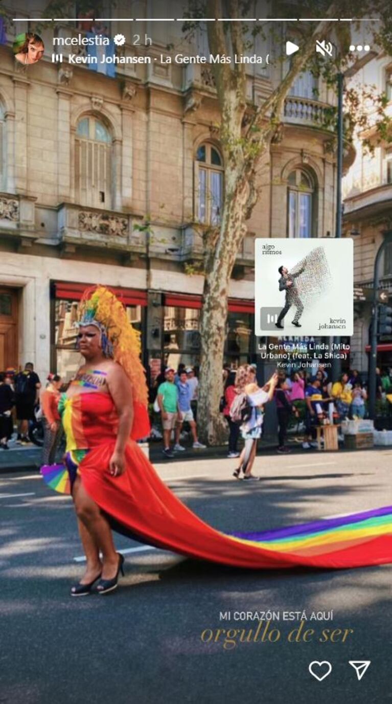 El posteo de Celeste Cid en la Marcha del Orgullo 2023.