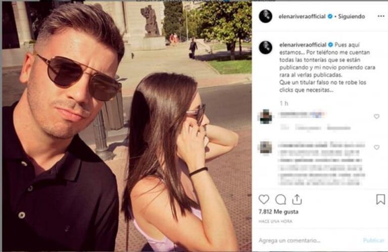 El posteo de Elena Rivera al ser señalada como tercera en discordia entre Vicuña y China Suárez: "Titular falso"