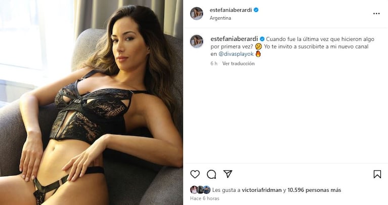 El posteo de Estefi Berardi sobre su debut en una plataforma para adultos (Foto: Instagram @estefaniaberardi)