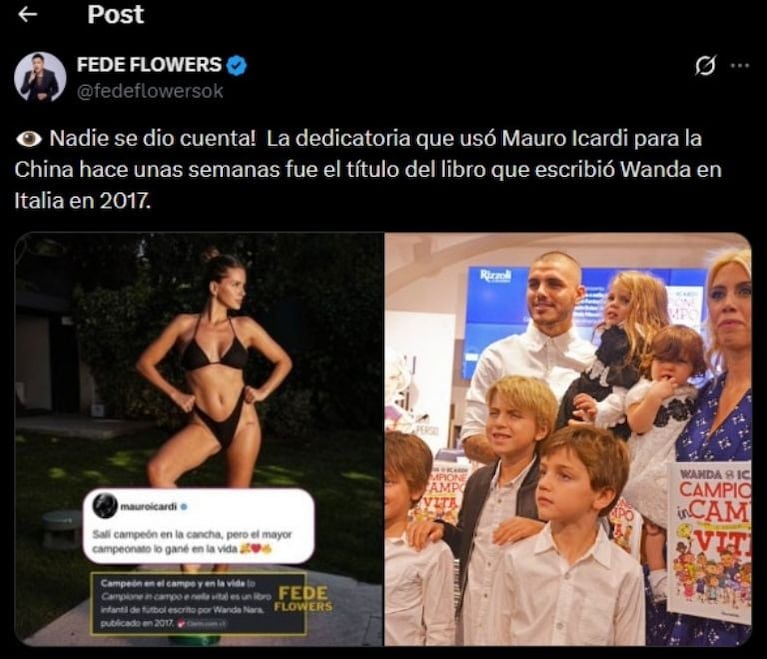 El posteo de Fede Flowers