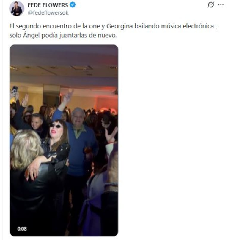 El posteo de Fede Flowers sobre el reencuentro entre Moria y Georgina Barbarossa (Foto: captura X.com)