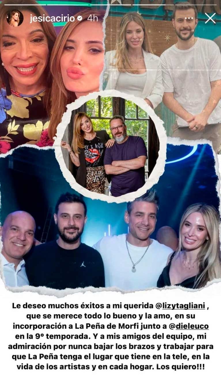 El posteo de Jésica Cirio en el inicio de la nueva temporada de La peña de Morfi (Foto: Instagram)