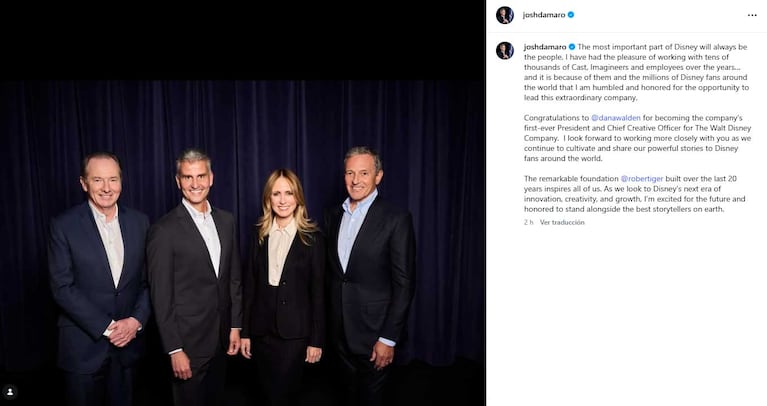 El posteo de Josh D'Amaro tras saberse que es el nuevo CEO de Disney (Foto: Instagram @joshdamaro)