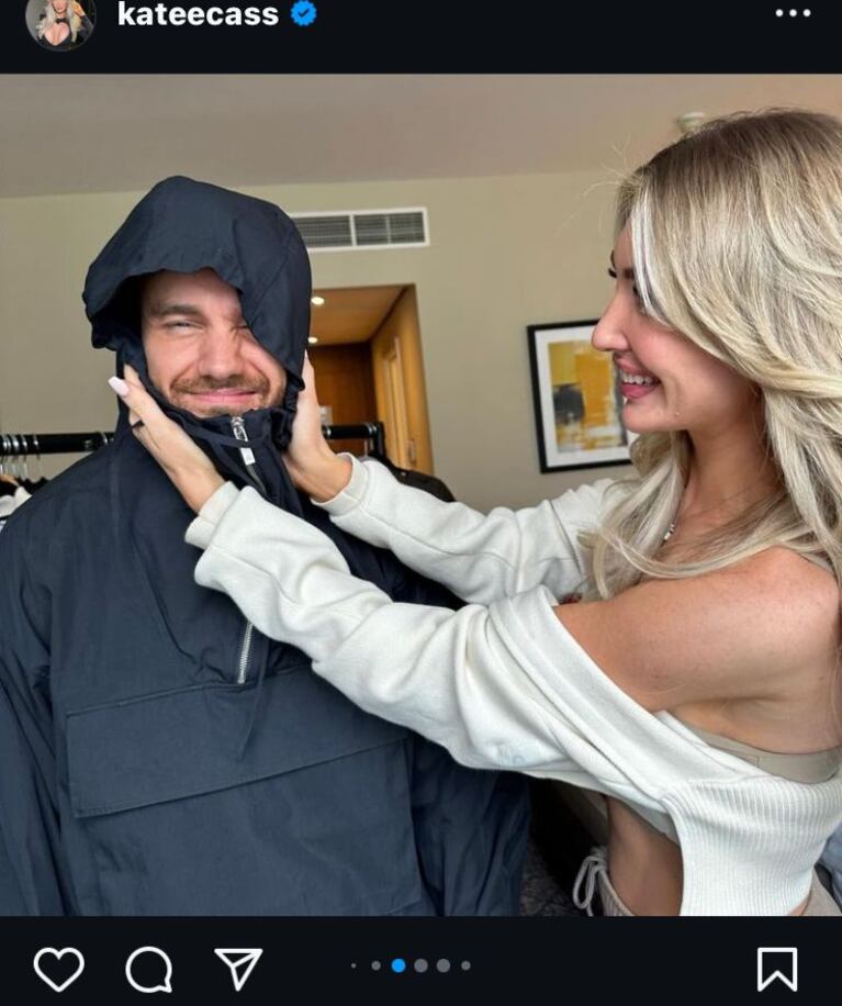 El posteo de Kate Cassidy a Liam Payne (Foto: captura de Instagram).