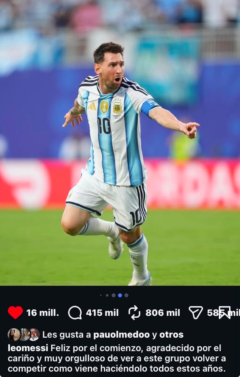 El posteo de Leo Messi tras el triunfo de la Selección argentina en primer partido del MUNDIAL™ (Foto: Instagram/@leomessi).