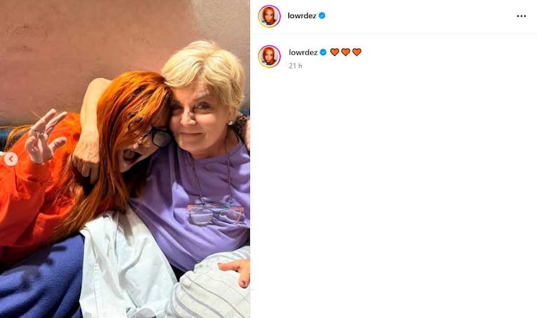 El posteo de Lourdes Sánchez en la visita a su mamá y su familia (Foto: Instagram @lowrdez)