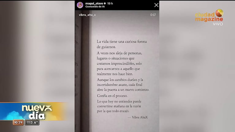 El posteo de Magui Olave tras la polémica familiar (Foto: captura de Nuevo Día).