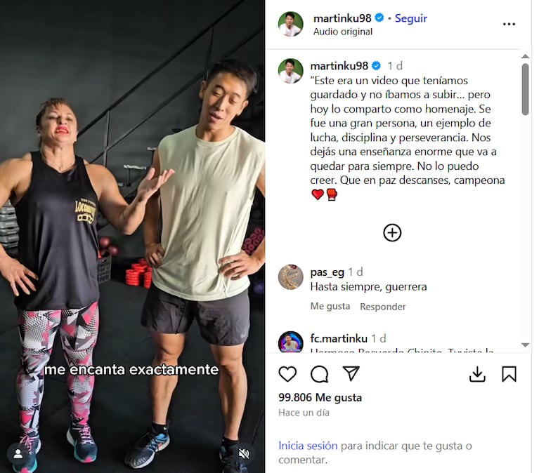El posteo de Martín Ku tras la muerte de Locomotora Oliveras (Foto: captura de Instagram).