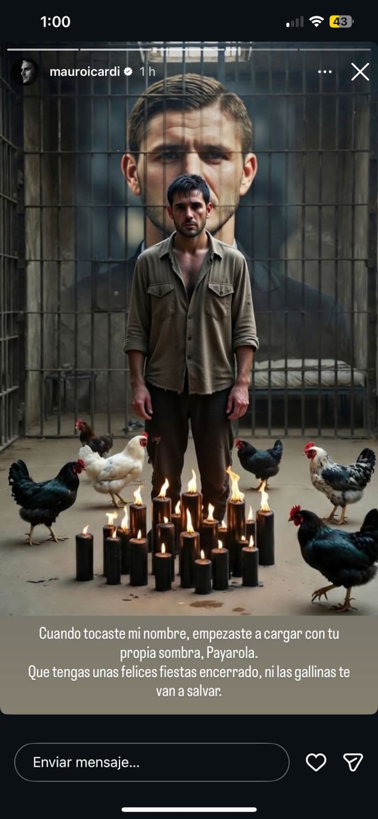 El posteo de Mauro Icardi contra Nicolás Payarola y Wanda Nara (Foto: Instagram/@mauroicardi).